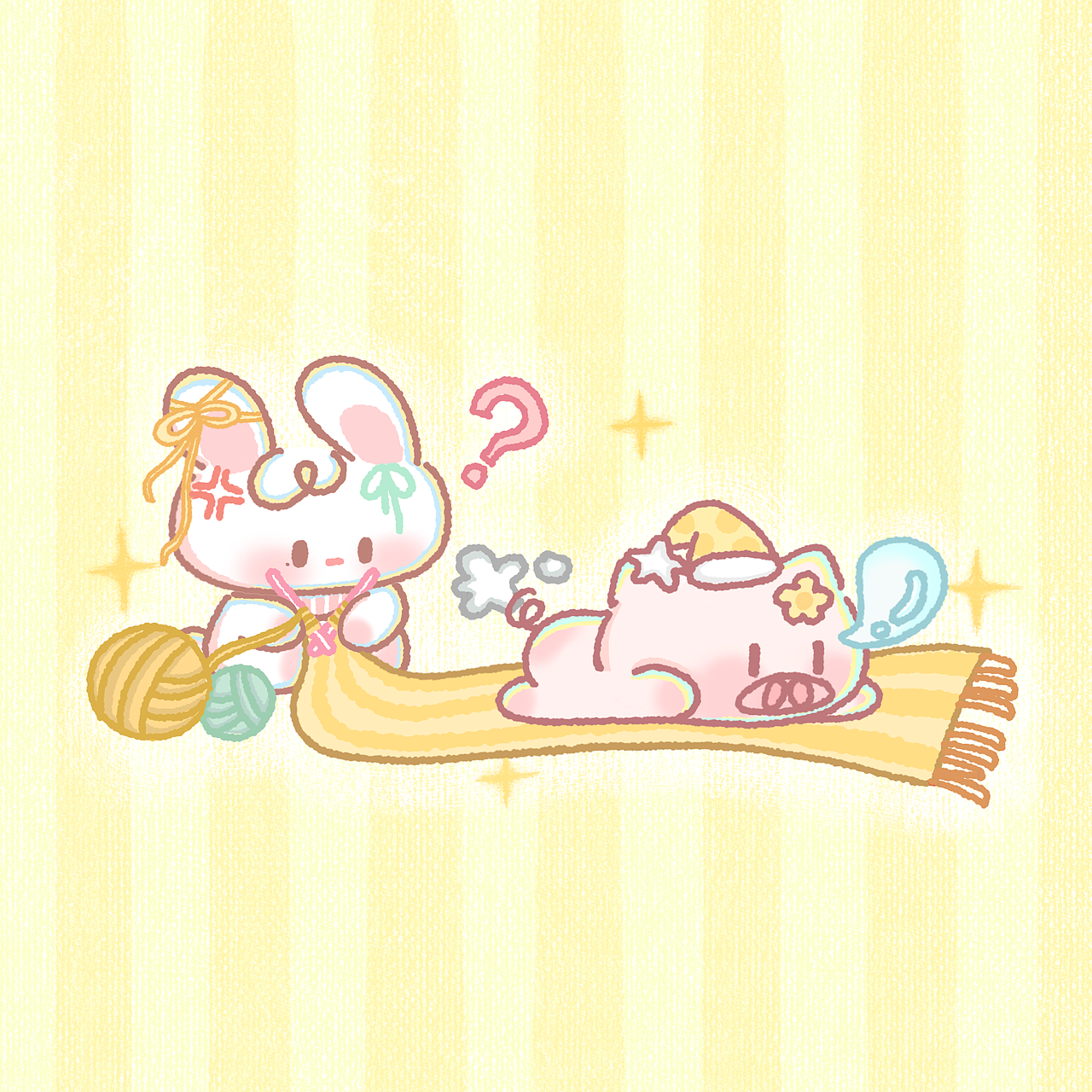 兔子小猪ip卡通手绘