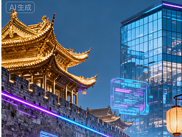 古代与未来科技的碰撞，古代的古都和未来城市的融合