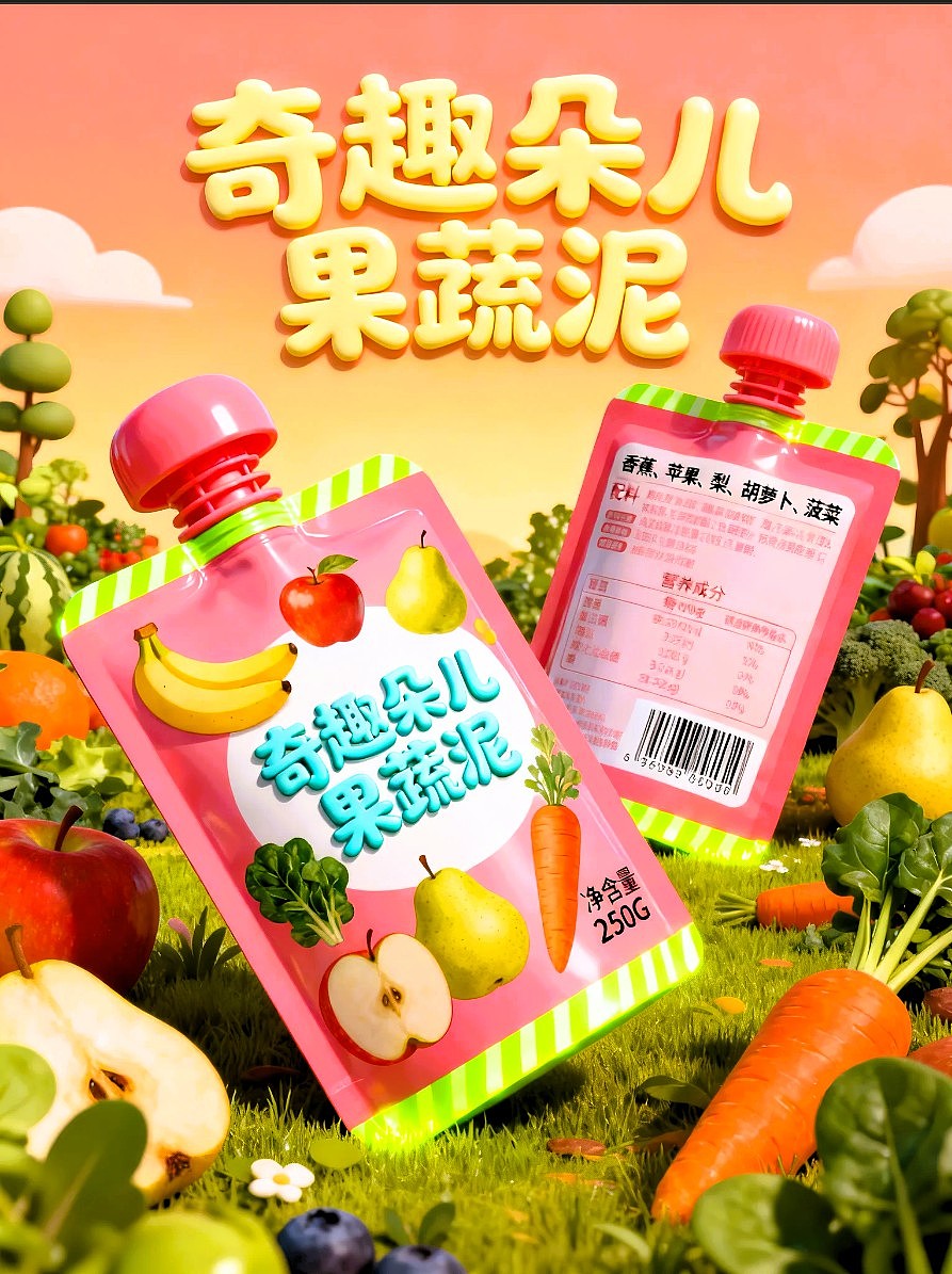 奇趣朵儿婴幼儿品牌产品设计/包装设计/AIGC设计/海报（图ZMzk4NjQ1NjUy） - AI作品 - 站酷设计师风中的玫瑰耶原创素材 - 站酷ZCOOL