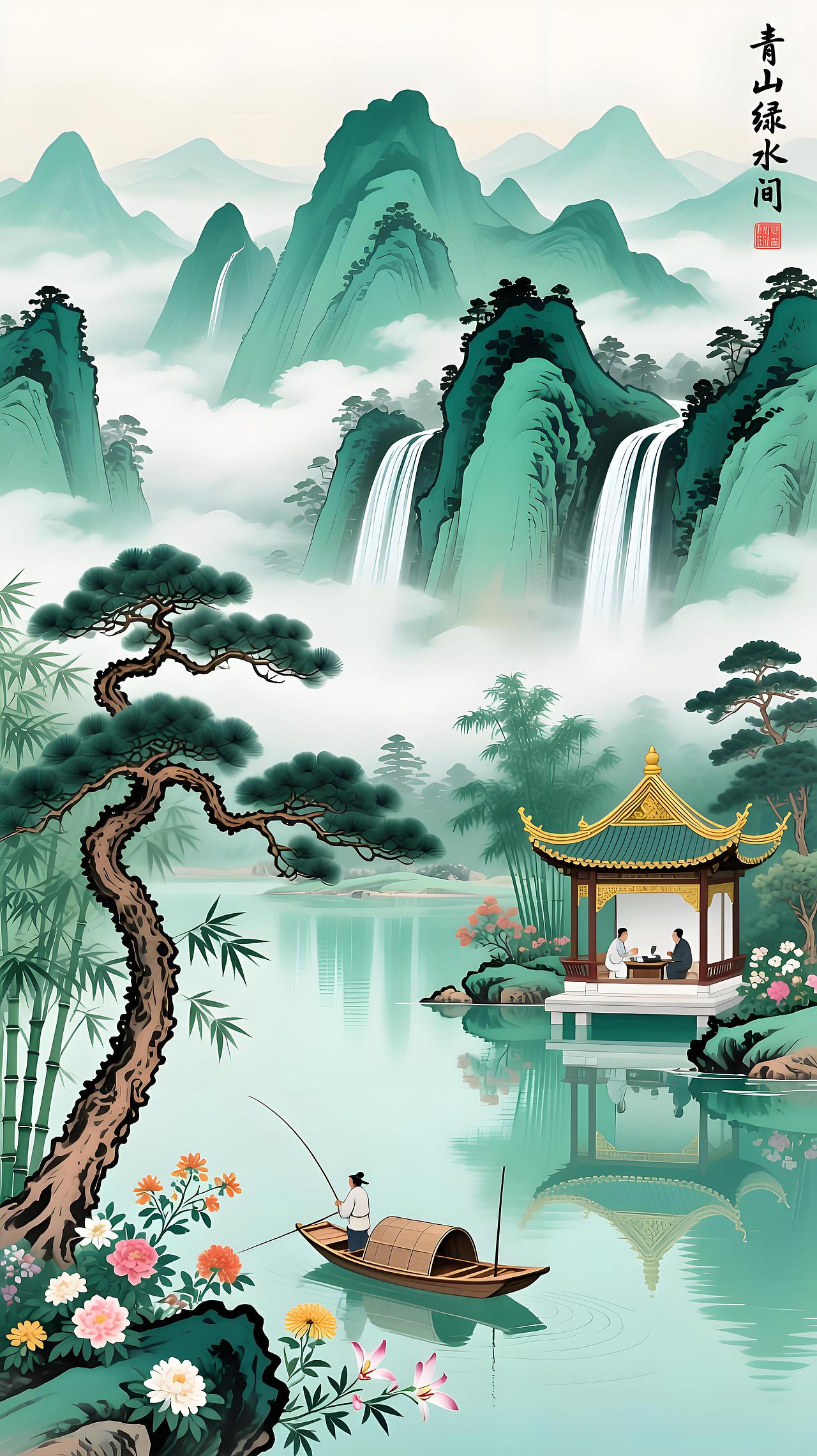 烟岚翠谷:水墨新韵里的山水闲情