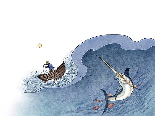 《老人与海》插图