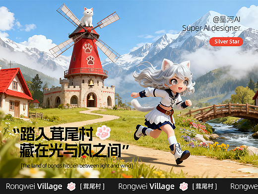 【茸尾村 藏在光与风之间的羁绊之乡】Rongwei Village（个人主页-ZNzI3NTYwMjQ=） - IP形象 - 站酷设计师星河AI原创素材 - 站酷ZCOOL