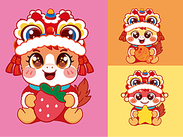 马年醒狮马宝宝快乐小马原创IP设计插画