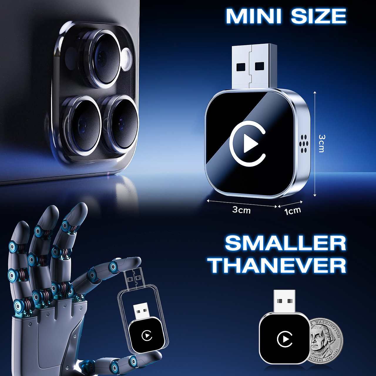 亚马逊-carplay盒子有线转无线2in1车载互联转换器