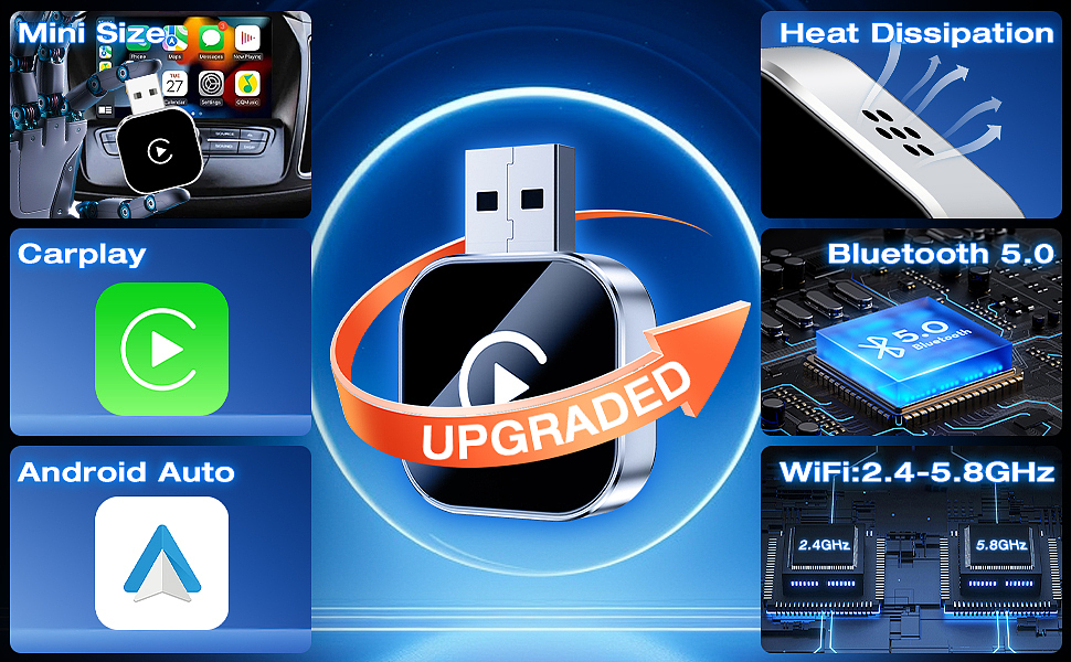 亚马逊-carplay盒子有线转无线2in1车载互联转换器
