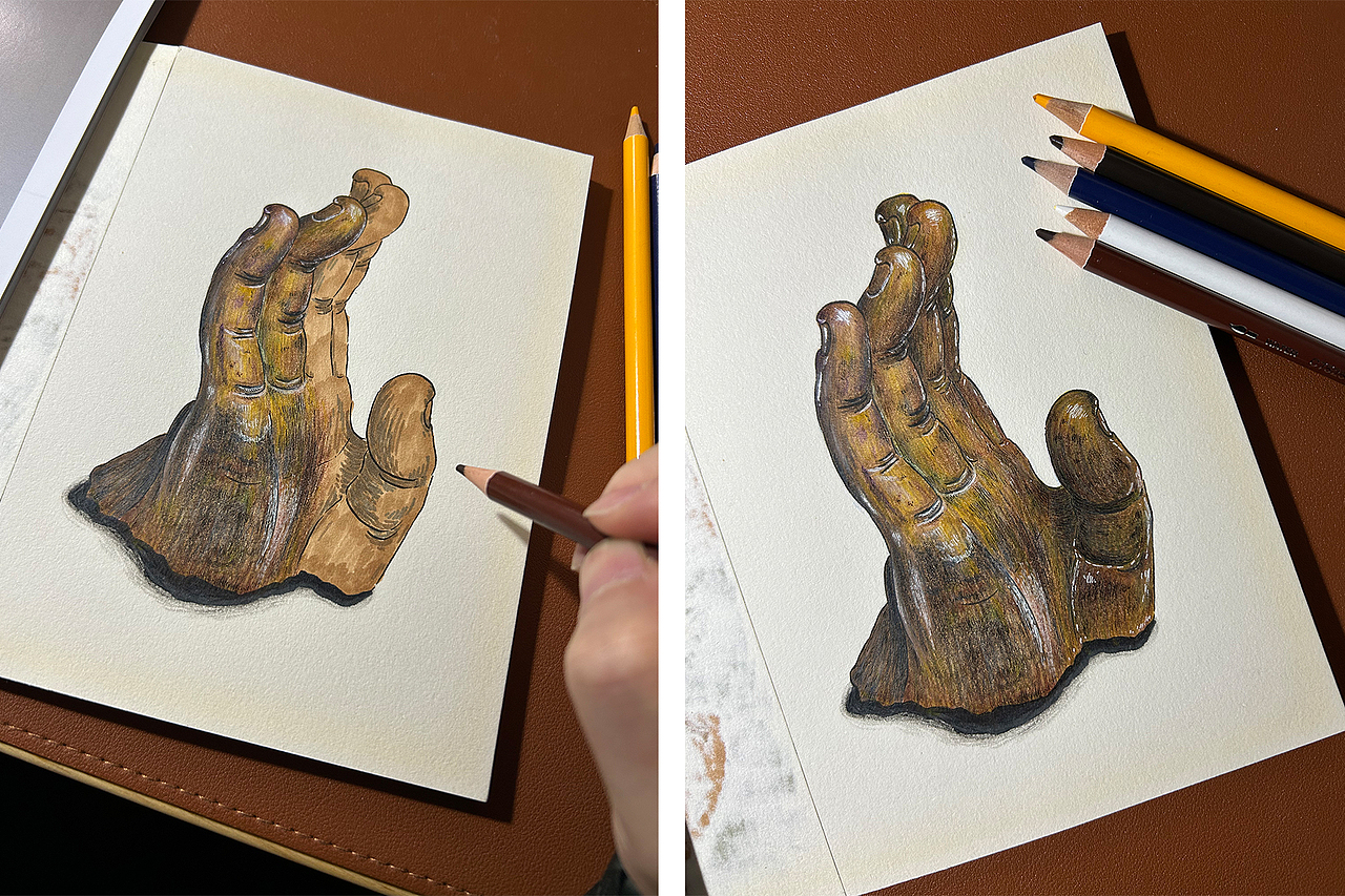 手绘-响堂山石窟佛手