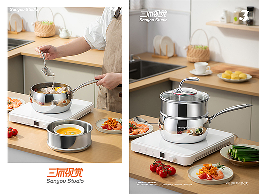 三有视觉丨烹科不锈钢奶锅产品拍摄