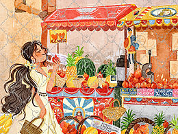 插畫練習(xí) | 熱鬧的水果攤