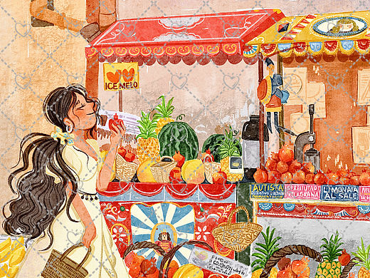 插画练习 | 热闹的水果摊