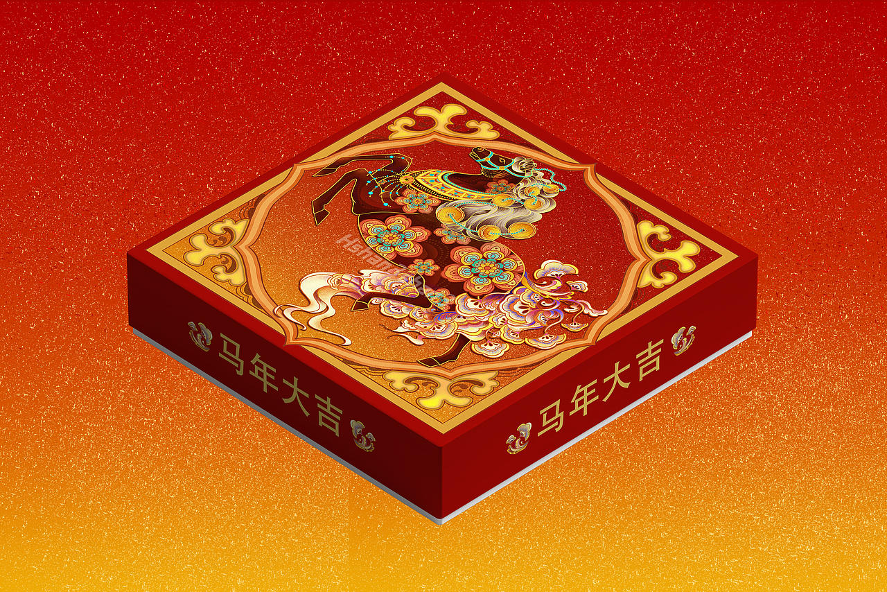 马年新年插画/花开富贵,马上有钱