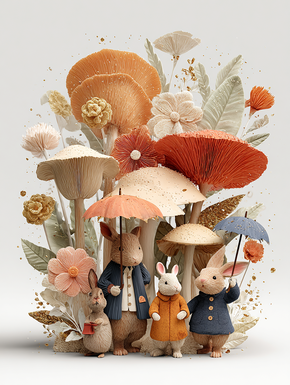 一组可爱的蘑菇动物之家（图ZMzk4NzE3OTA0） - AI作品 - 站酷设计师ocp_123原创素材 - 站酷ZCOOL