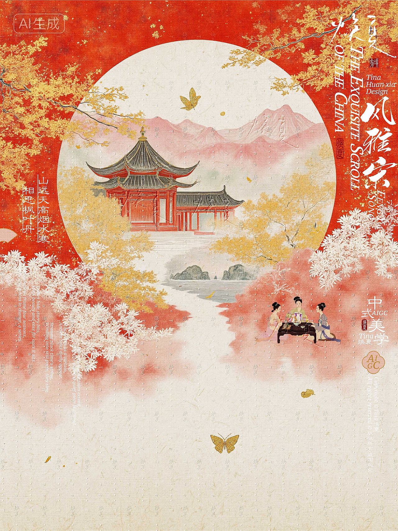 海报设计｜秋风生渭水，落叶满长安（图ZMzk4NzQyNzY0） - AI作品 - 站酷设计师Tina焕夏原创素材 - 站酷ZCOOL
