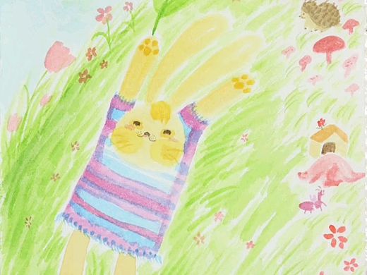 儿童画疗愈“小兔与鲜花💐”