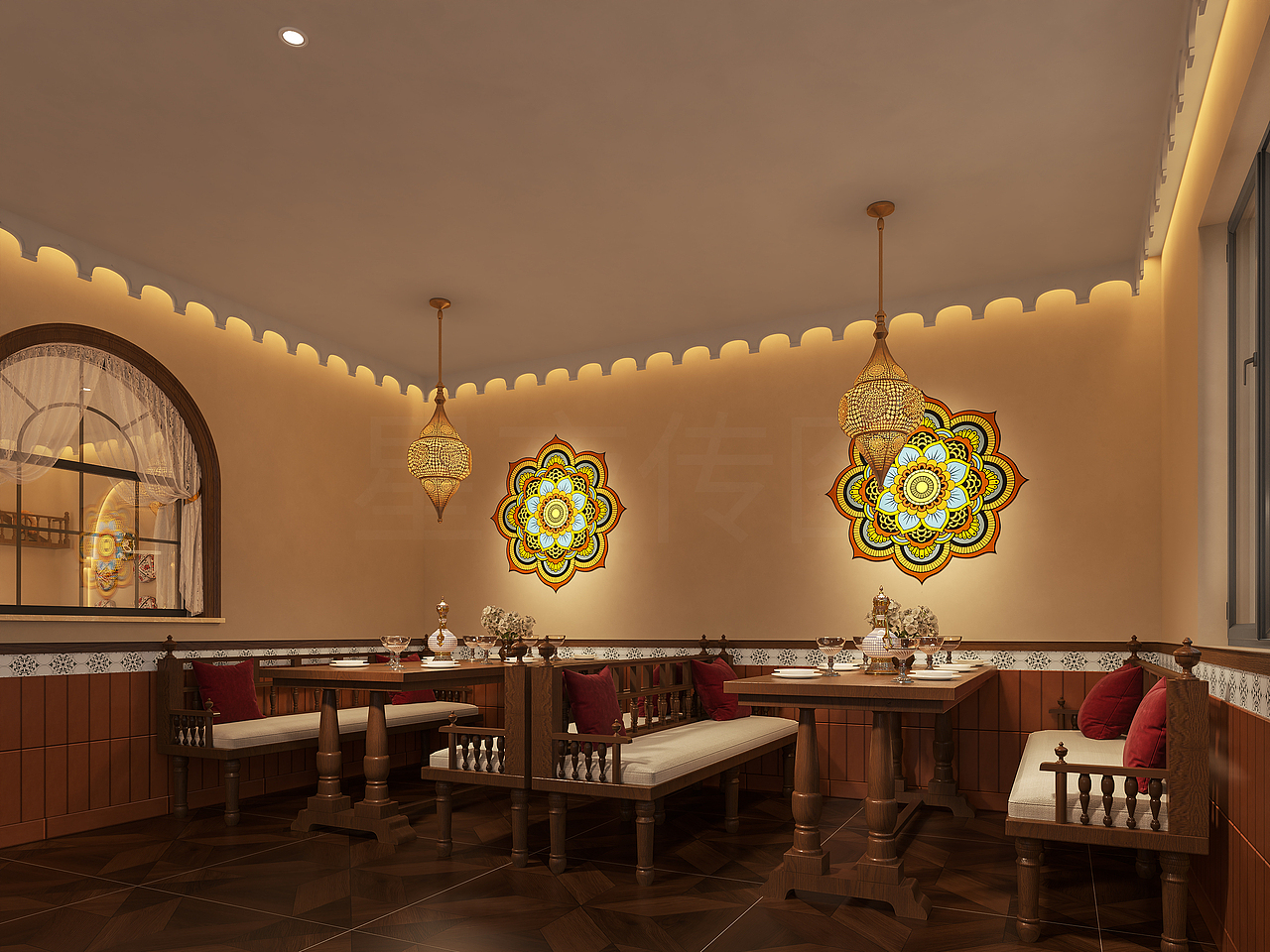 民族风餐厅效果图