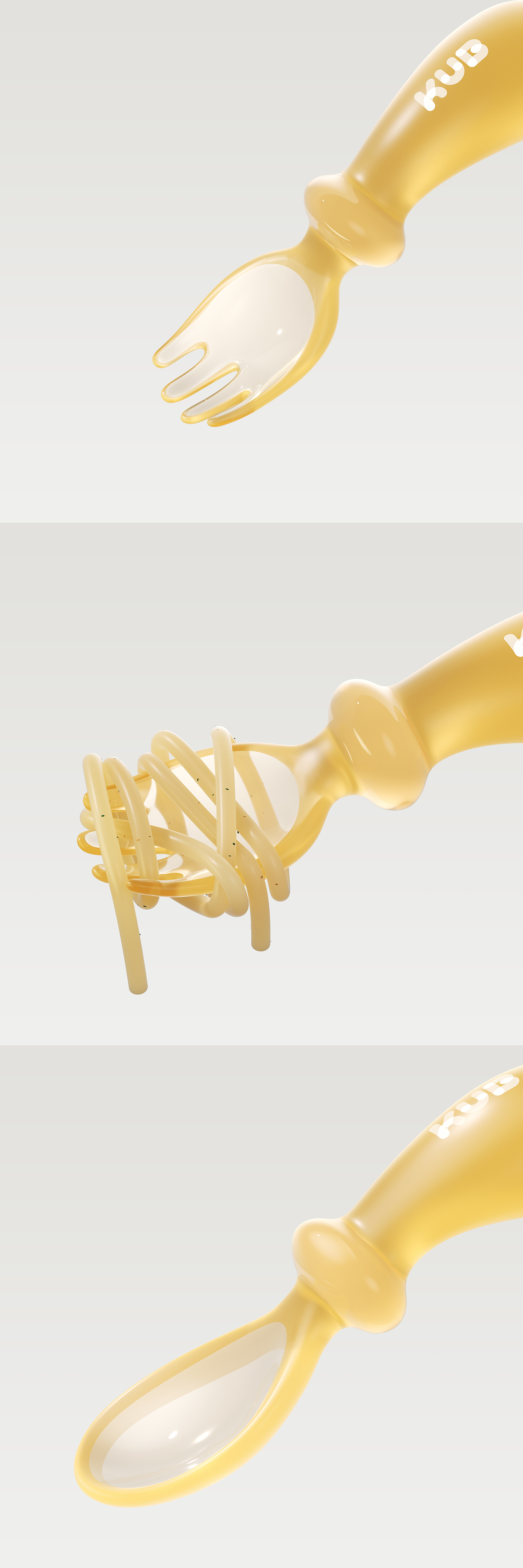 可优比叉勺套装-恒温碗渲染