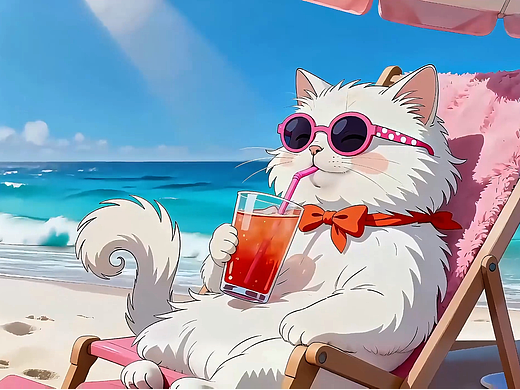 《海滨喵星人的慵懒微醺时光》