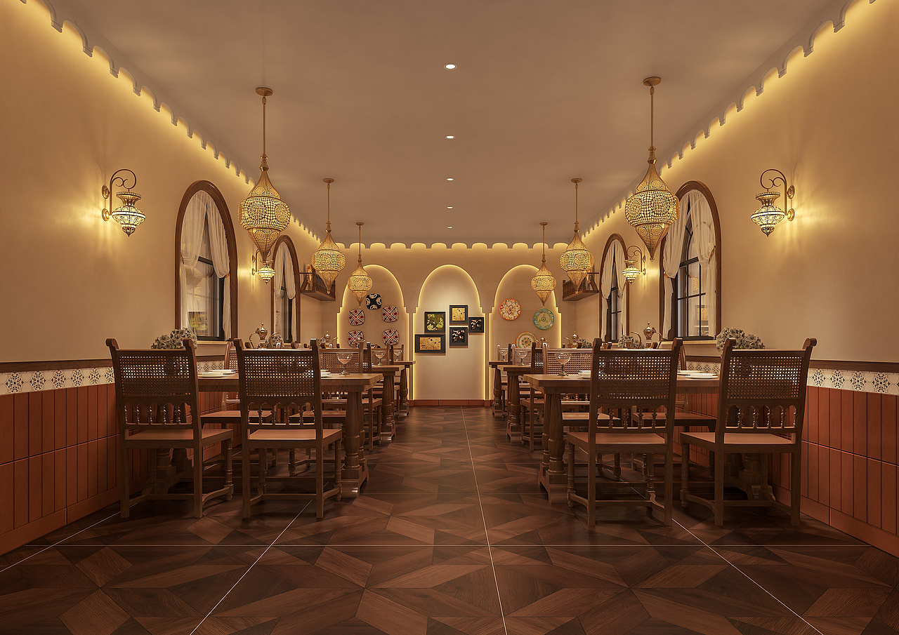 民族风餐厅效果图