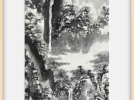 年轻国画家姚永丰-的秋雨后-原创诗词国画山水画