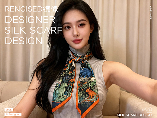 山海奇兽女士丝巾产品图案设计丨站酷AI圈