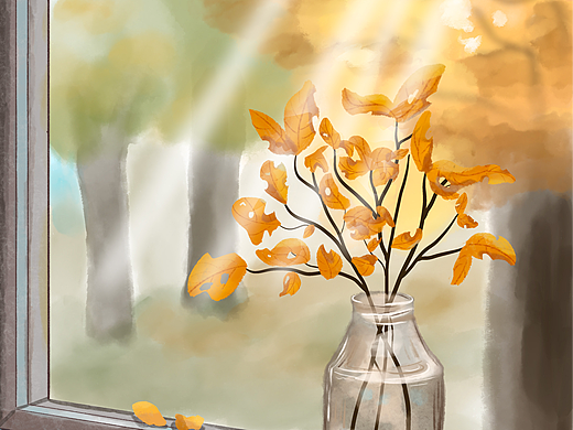 秋日留白治愈场景