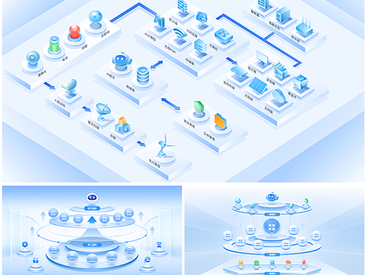原创浅色系层级百搭拓扑架构图设计素材分享
