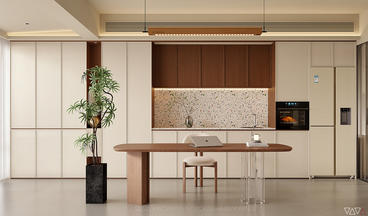 中古奶油风客餐厅效果图（图ZMzk4ODMyMTI4） - 家装设计 - 站酷设计师地平线室内效果图原创素材 - 站酷ZCOOL