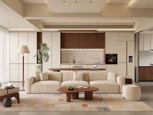 中古奶油风客餐厅效果图