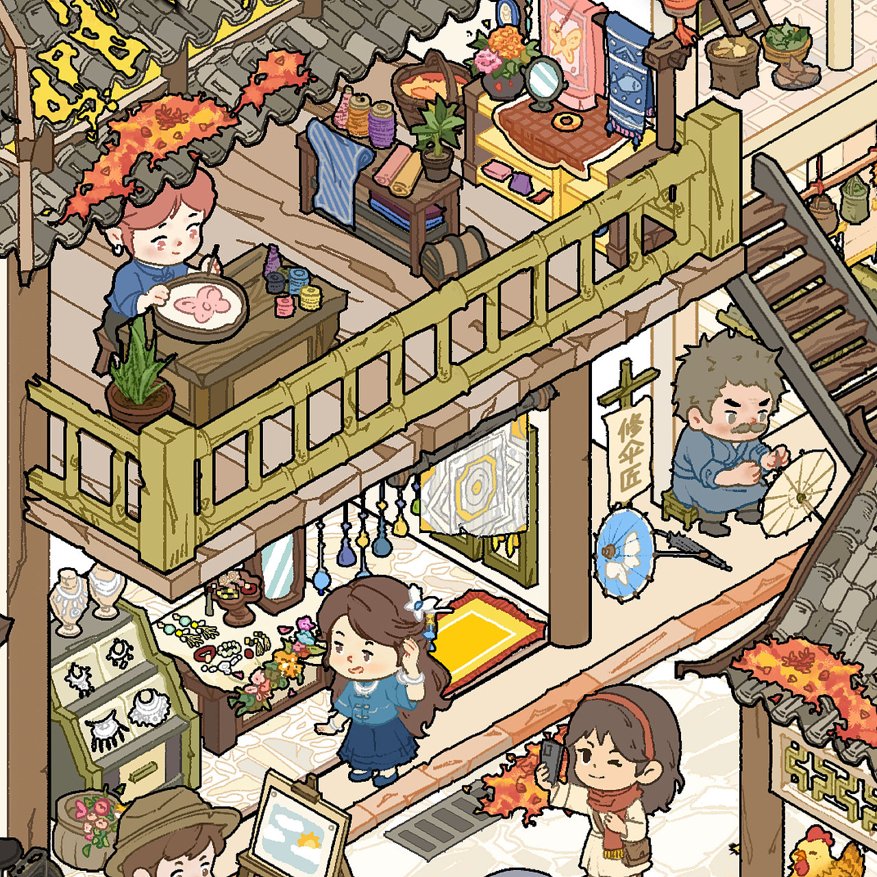 造景贴纸 || 枫叶苗寨