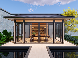 中式歇山顶凉亭