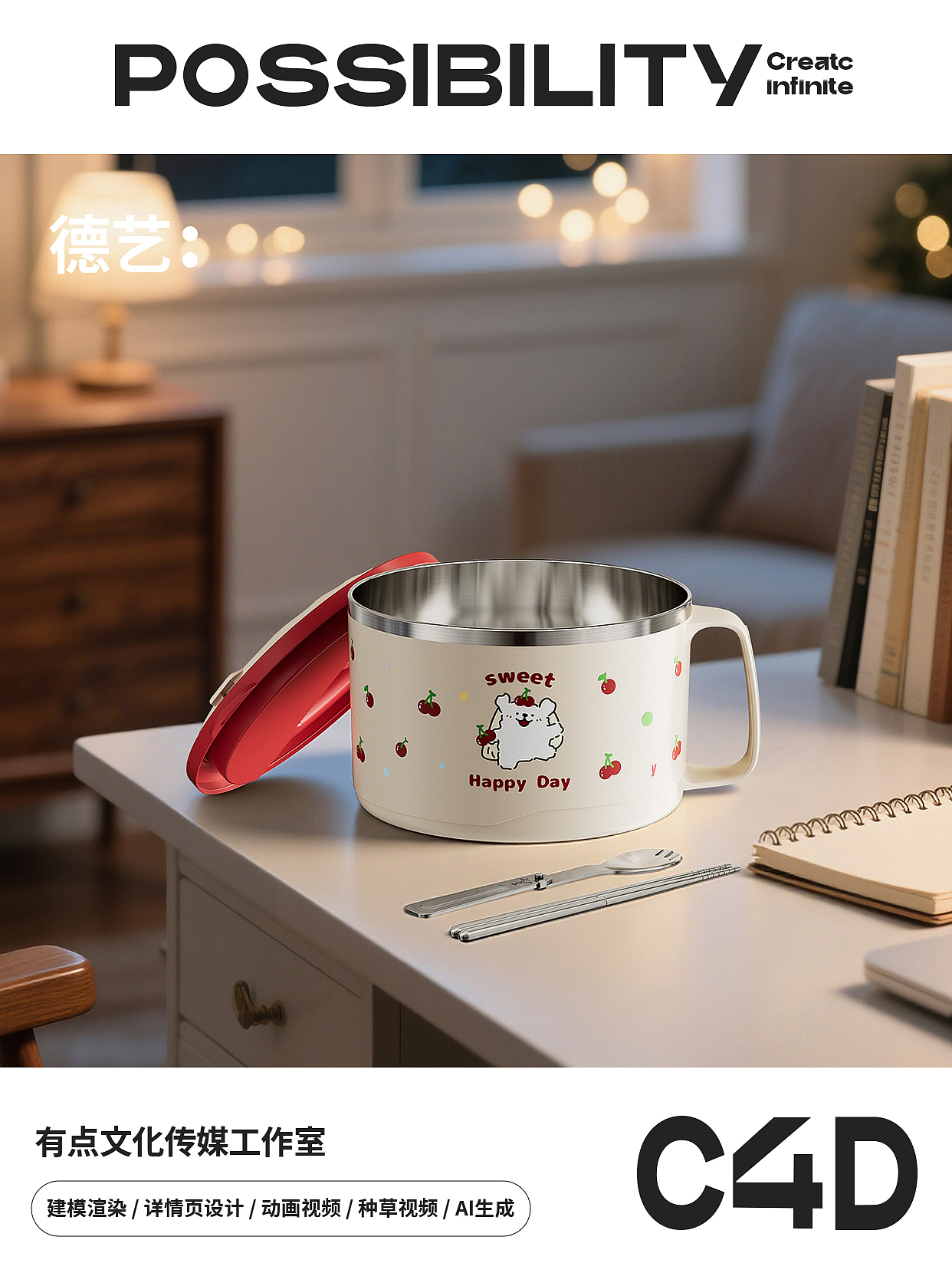 泡面碗丨厨具丨3D丨C4D产品渲染 ✖（图ZMzk4ODc0OTEy） - 产品 - 站酷设计师德艺不忘形原创素材 - 站酷ZCOOL