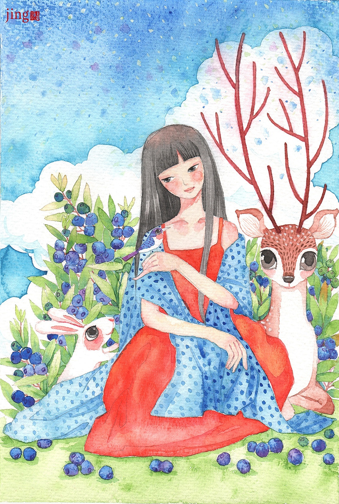 60幅纸本水彩画 人物与动物组合系列(图ZMzk4ODgzMjQ4) - 商业插画 - 站酷设计师画儿晴天原创素材 - 站酷ZCOOL