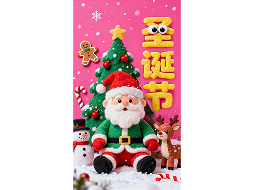 圣诞节海报～毛毡3D风格