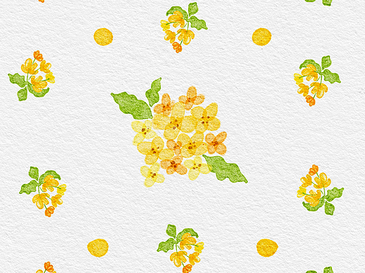 水彩桂花图案纹样