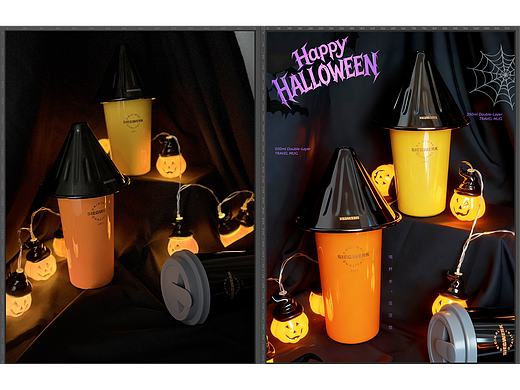 SIEGWERK珐琅咖啡杯万圣节海报摄影+AIGC+PS产品场景