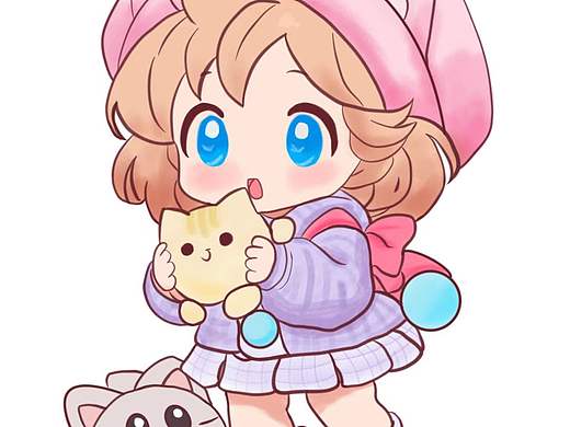 抱猫玩偶的软萌少女