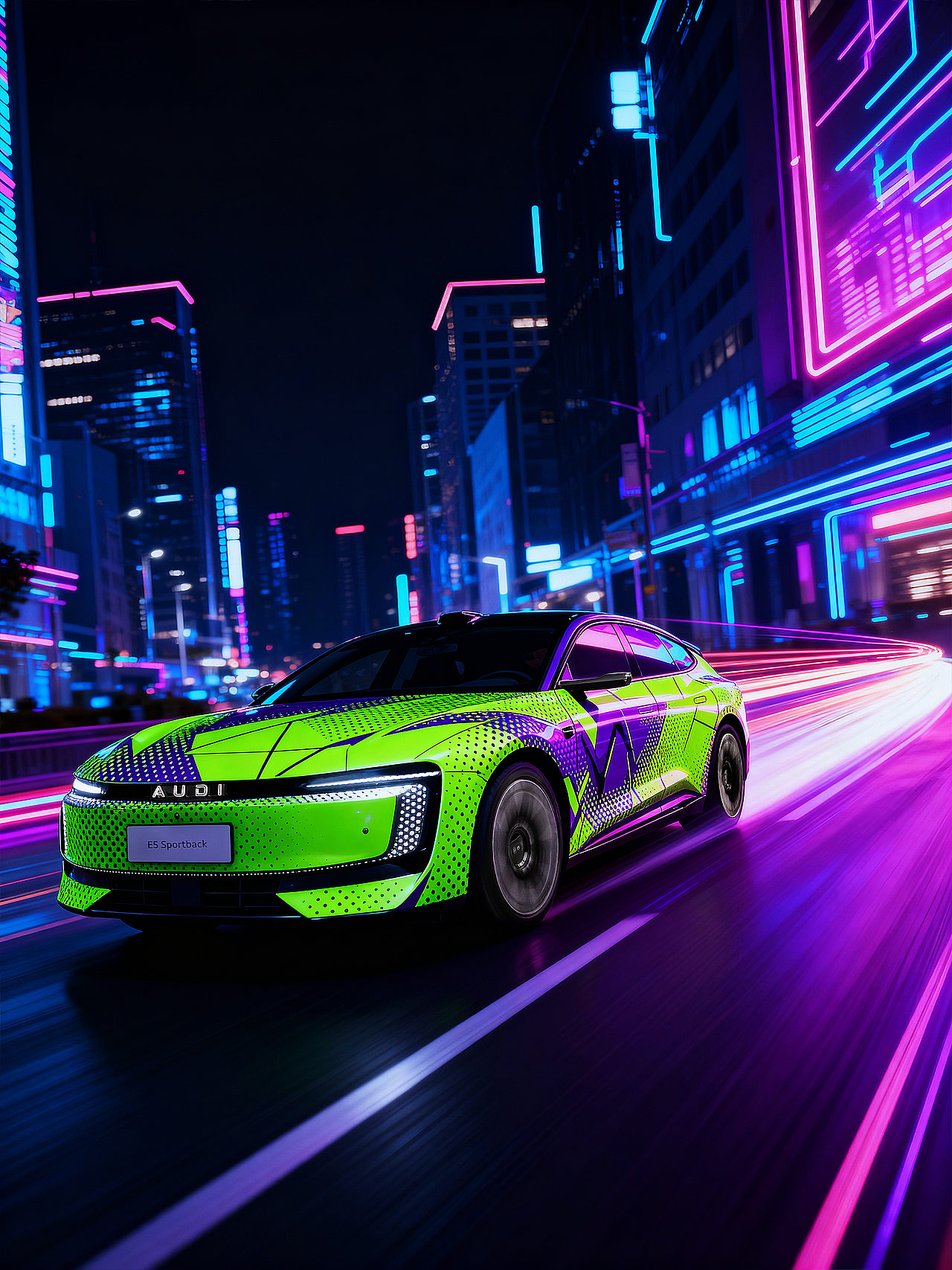 奥迪E5赛博痛车改装,炸街回头率 200%!