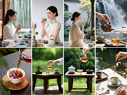 饮品系列中国风女模特后期茶叶茶水茶壶茶具人像后期