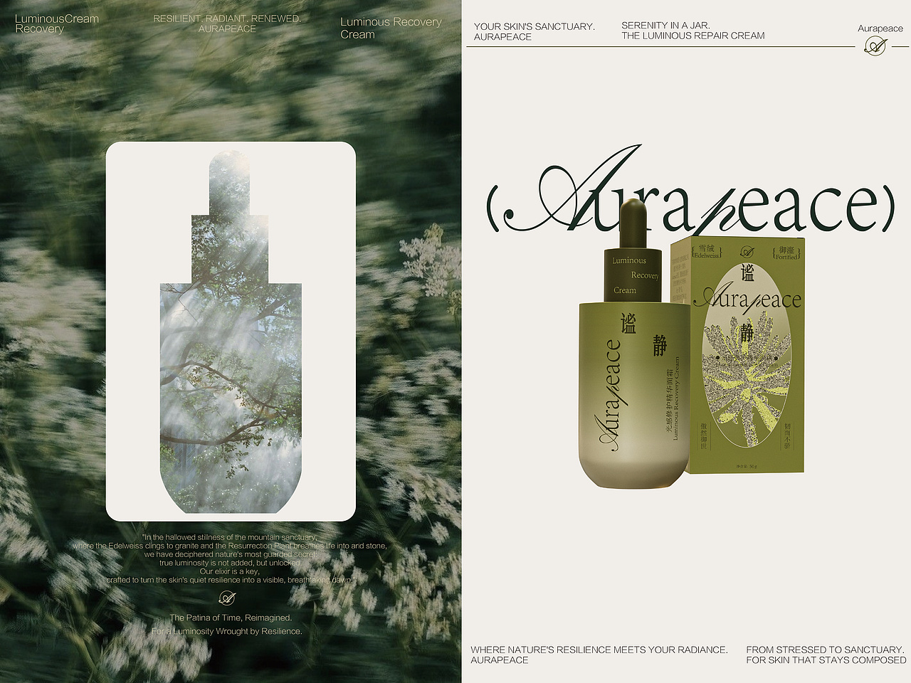 谧静Aurapeace护肤品包装全案|包装设计