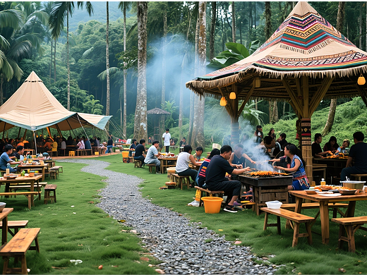 热带雨林烧烤营地  民族风营地