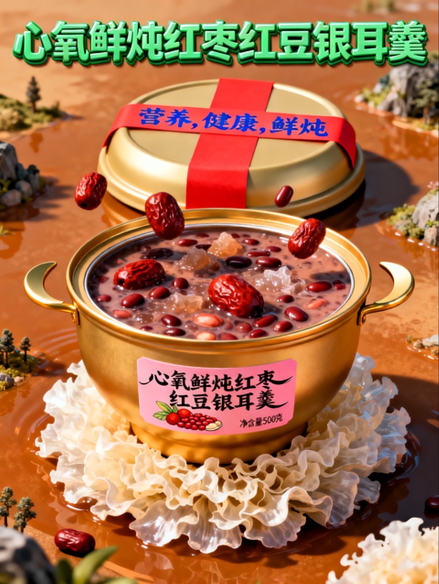 心氧鲜炖红枣红豆银耳羹