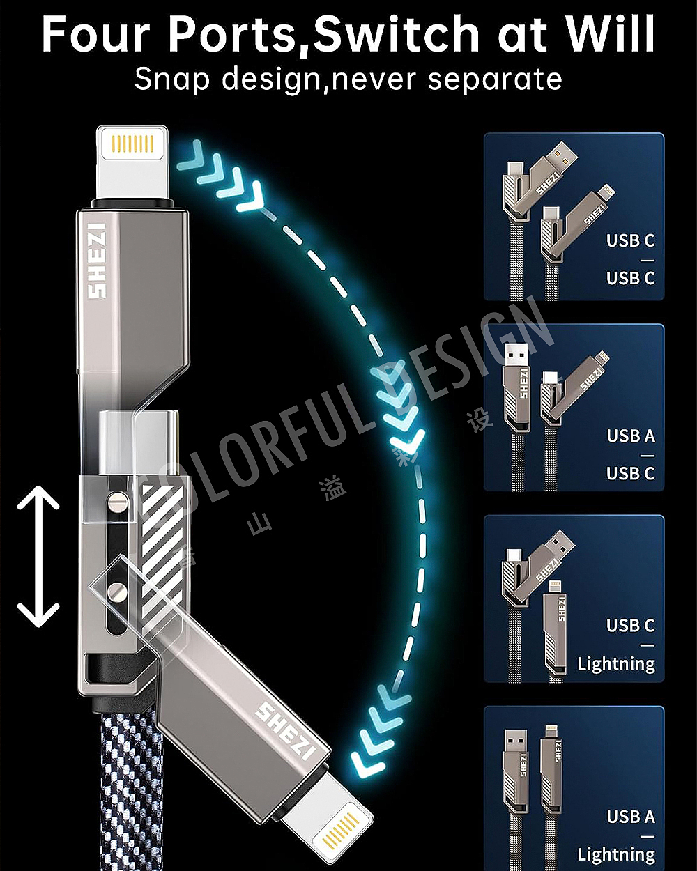 充电线-亚马逊主图设计 跨境电商拍摄精修排版建模渲染