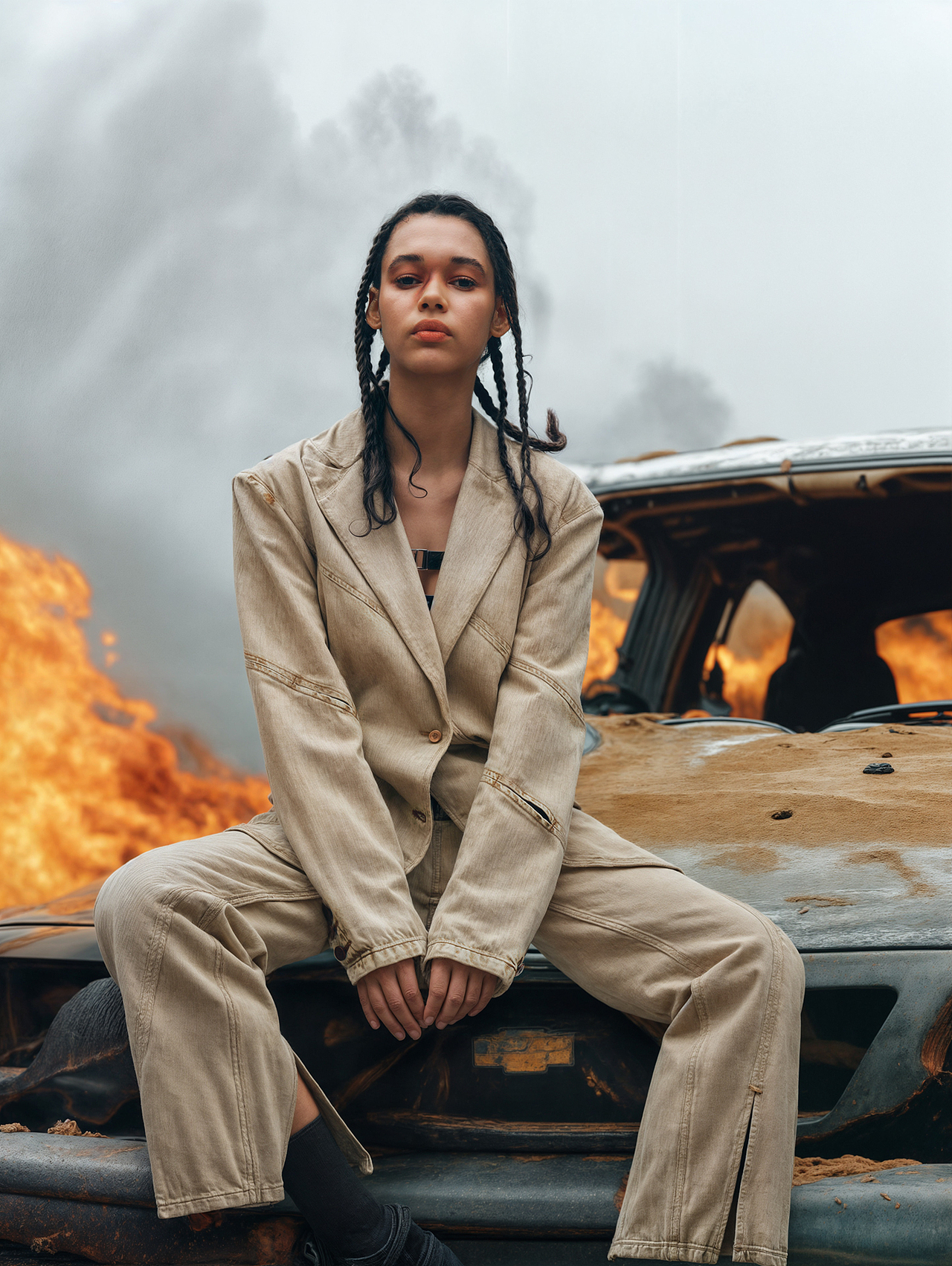 Ai置景+棚拍 潮牌复古废土风服装片拍摄