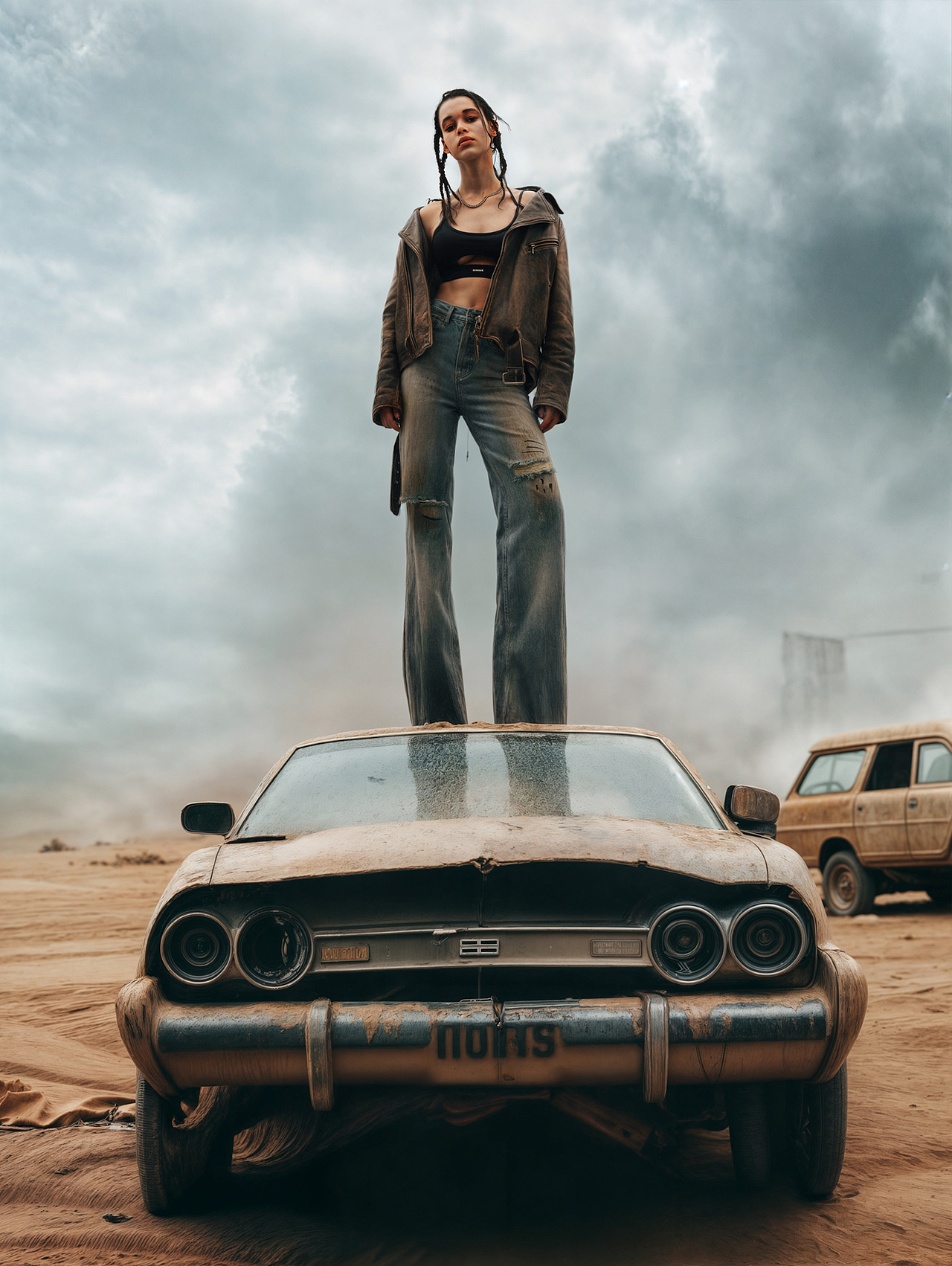 Ai置景+棚拍 潮牌复古废土风服装片拍摄