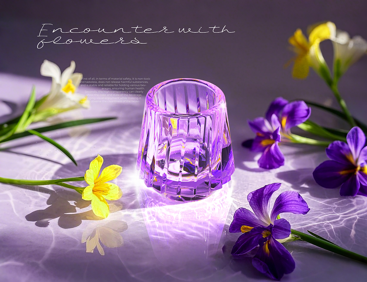 「 AI 」创作 第一弹|当水晶杯邂逅鲜花