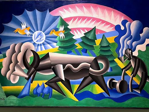 标题：未来主义画作里的几何诗意 