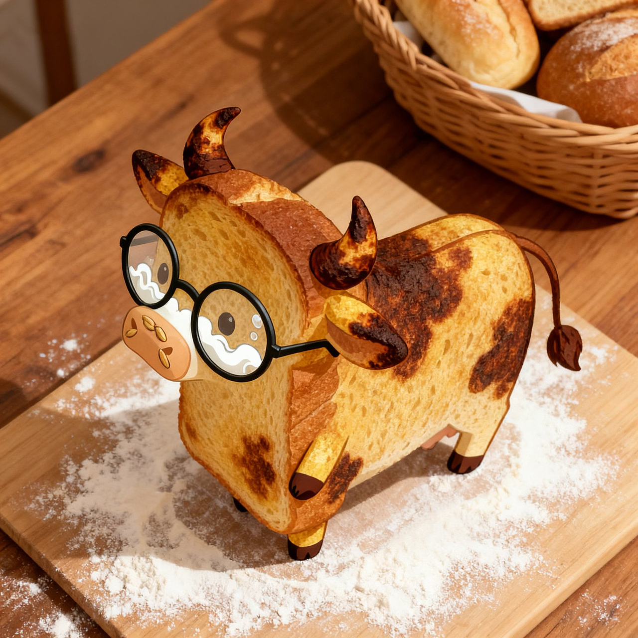 烤面包片世界动物篇：小牛牛1.0（图ZMzk5MDMzODEy） - AI作品 - 站酷设计师AI绘画玩家老温原创素材 - 站酷ZCOOL