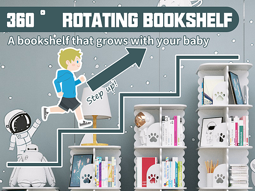跨境电商亚马逊套图视频儿童房旋转书架