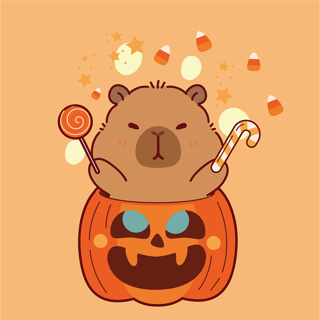 卡皮巴拉卡通插画设计水豚萌萌网红宠物