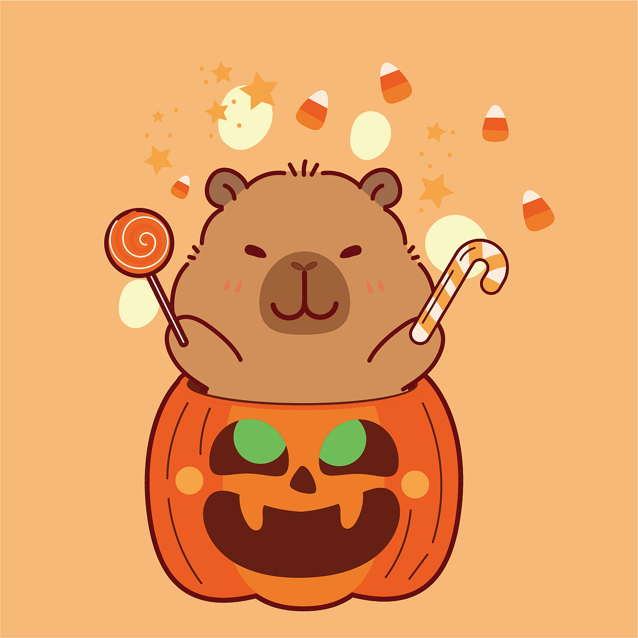 卡皮巴拉卡通插画设计水豚萌萌网红宠物