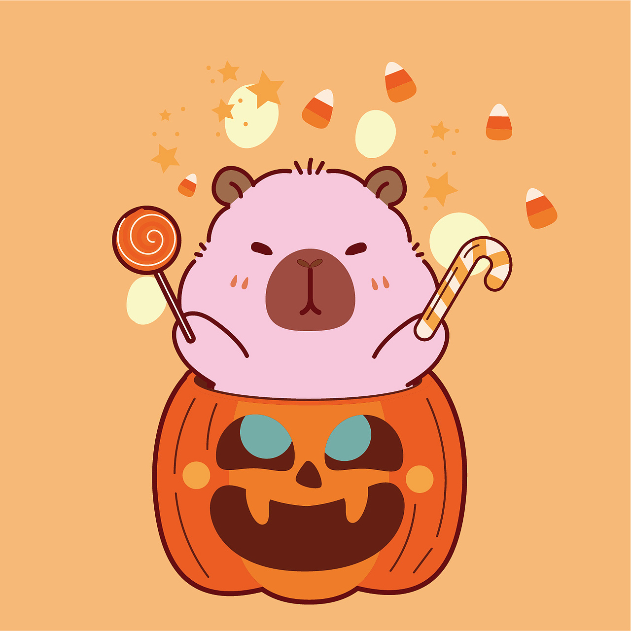 卡皮巴拉卡通插画设计水豚萌萌网红宠物